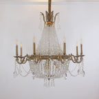 33X33 Inch French Empire Brass and Crystal Chandelier