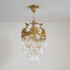 10 Inch Mini Chandelier Antique Brass and Crystal Lighting for Hallway