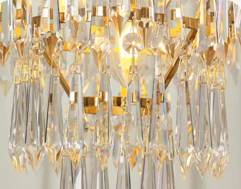 10 Inch Mini Chandelier Antique Brass and Crystal Lighting for Hallway