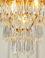 35 Inch Linear Chandelier Antique Copper and Crystal Kitchen Island Chandelier