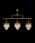 55 Inch Linear Chandelier Antique Copper and Crystal Kitchen Island Chandelier