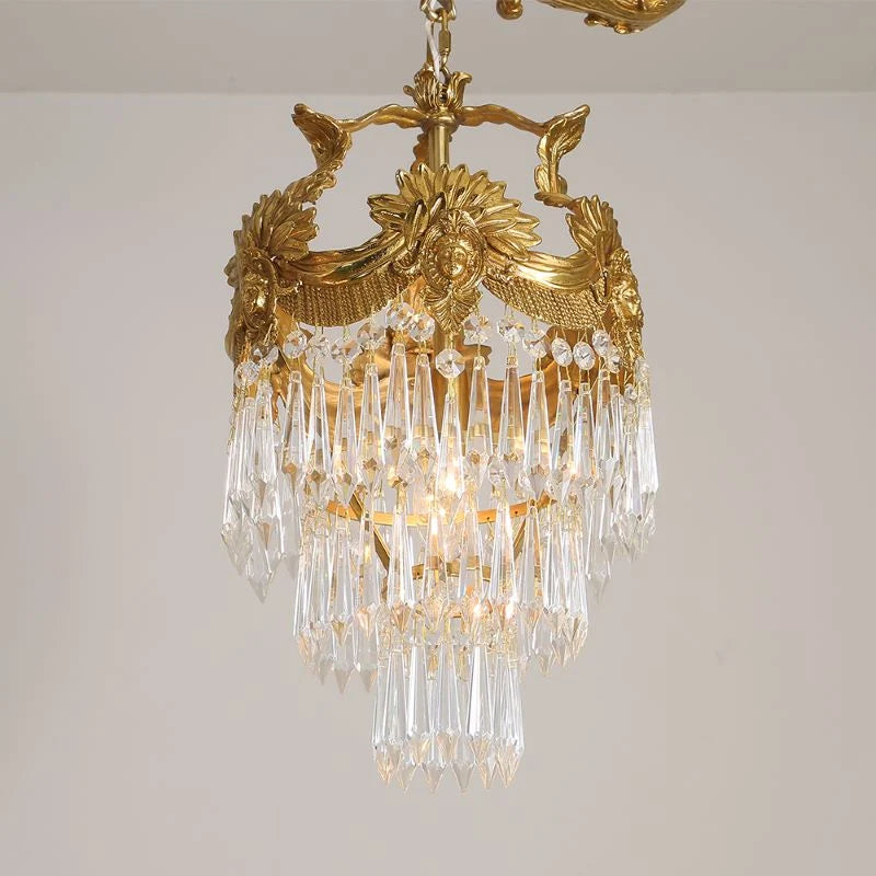 55 Inch Linear Chandelier Antique Copper and Crystal Kitchen Island Chandelier