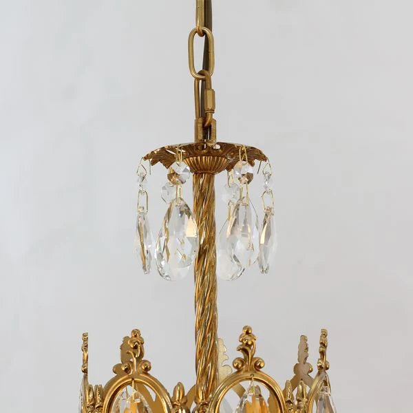 Set of 2 6-Inch Mini Crystal Pendant Lights for Kitchen Island, Empire Style Brass Crystal Chandelier
