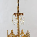 Set of 2 6-Inch Mini Crystal Pendant Lights for Kitchen Island, Empire Style Brass Crystal Chandelier