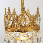 Set of 2 6-Inch Mini Crystal Pendant Lights for Kitchen Island, Empire Style Brass Crystal Chandelier