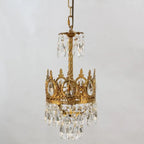 Set of 2 6-Inch Mini Crystal Pendant Lights for Kitchen Island, Empire Style Brass Crystal Chandelier