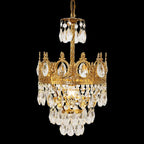 Set of 2 9-Inch Mini Kitchen Island Pendant Lights, Empire Style Brass Crystal Pendant Lighting