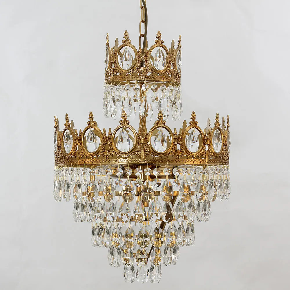 Set of 2 9-Inch Mini Kitchen Island Pendant Lights, Empire Style Brass Crystal Pendant Lighting