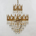 Set of 2 9-Inch Mini Kitchen Island Pendant Lights, Empire Style Brass Crystal Pendant Lighting