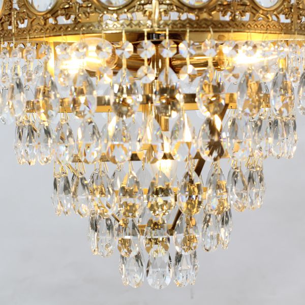 Set of 2 9-Inch Mini Kitchen Island Pendant Lights, Empire Style Brass Crystal Pendant Lighting