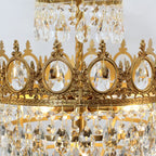 Set of 2 9-Inch Mini Kitchen Island Pendant Lights, Empire Style Brass Crystal Pendant Lighting