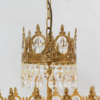 Set of 2 9-Inch Mini Kitchen Island Pendant Lights, Empire Style Brass Crystal Pendant Lighting