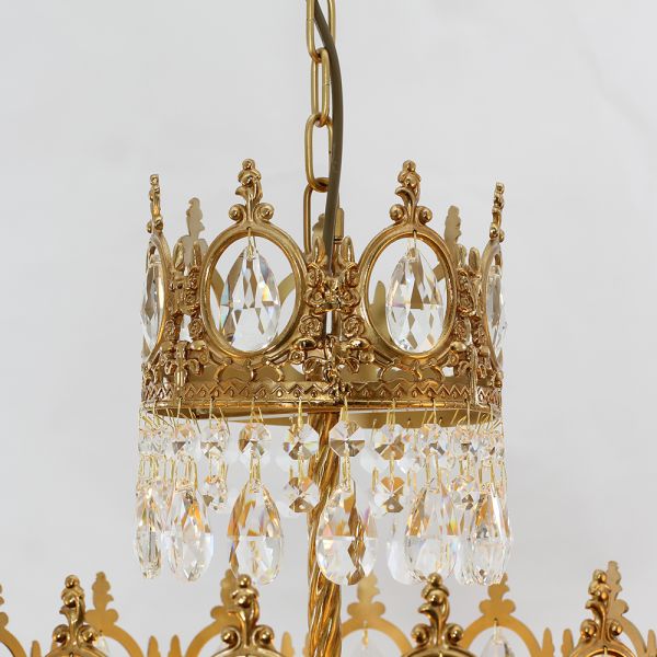 Set of 2 9-Inch Mini Kitchen Island Pendant Lights, Empire Style Brass Crystal Pendant Lighting