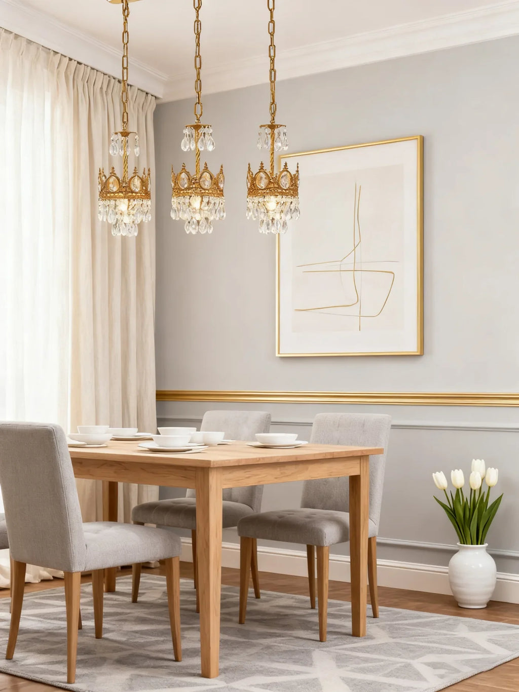 30 Inch Linear Chandelier Antique Copper and Crystal Kitchen Island Chandelier