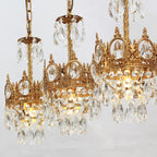 30 Inch Linear Chandelier Antique Copper and Crystal Kitchen Island Chandelier