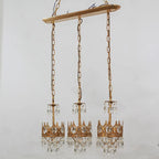 30 Inch Linear Chandelier Antique Copper and Crystal Kitchen Island Chandelier