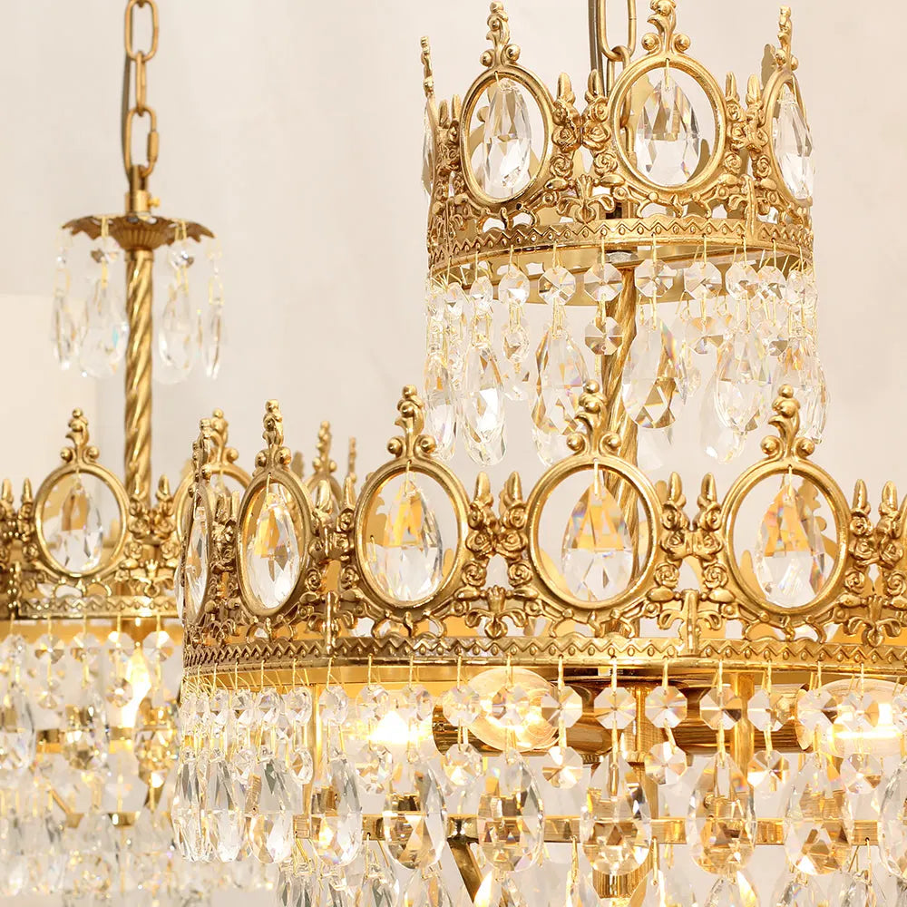18 Inch Small Crystal Chandelier for Extrance Empire Style Brass Chandelier