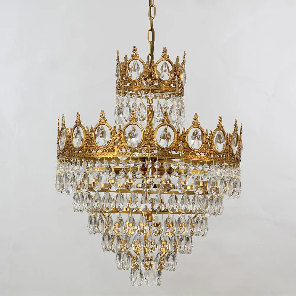18 Inch Small Crystal Chandelier for Extrance Empire Style Brass Chandelier
