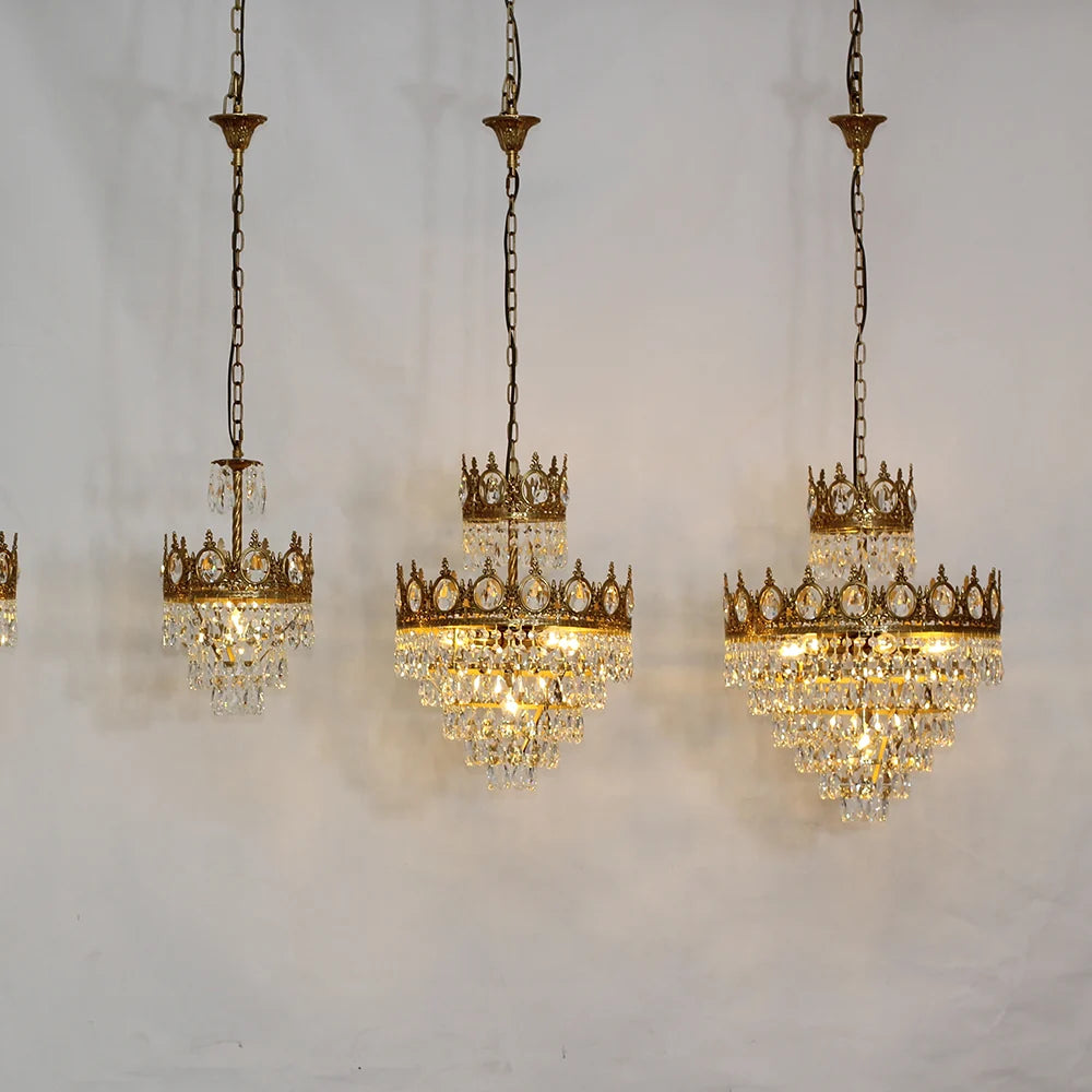 18 Inch Small Crystal Chandelier for Extrance Empire Style Brass Chandelier