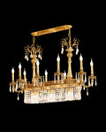 43 Inch Linear Chandelier French Empire Style Brass and Crystal Dining Chandelier