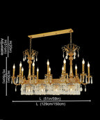 59 Inch Linear Chandelier French Empire Style Brass and Crystal Dining Chandelier