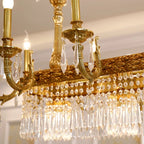 59 Inch Linear Chandelier French Empire Style Brass and Crystal Dining Chandelier