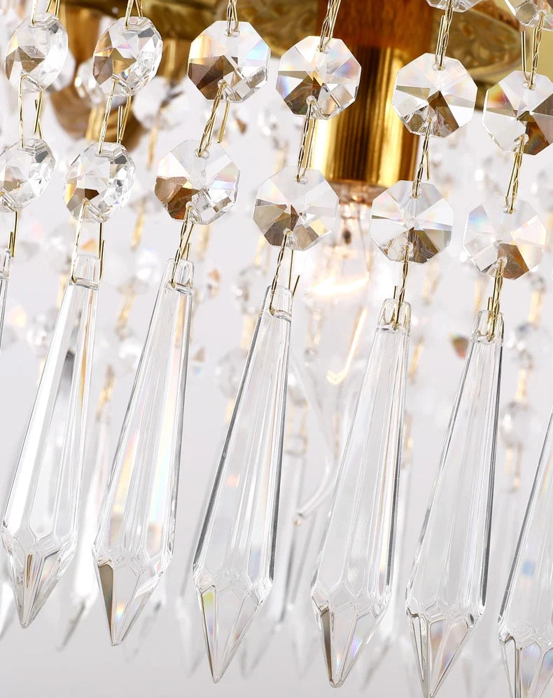 59 Inch Linear Chandelier French Empire Style Brass and Crystal Dining Chandelier