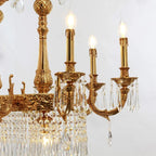 36 Inch Linear Chandelier French Empire Style Brass and Crystal Dining Chandelier