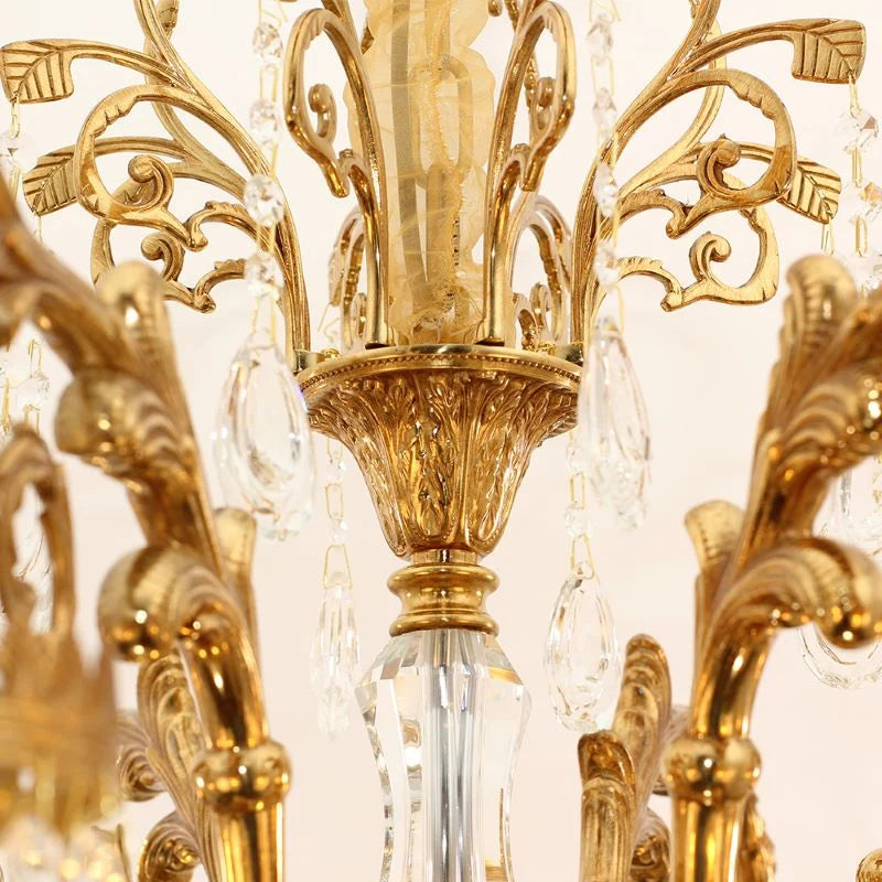 37 Inch Wide French Empire Style Brass Crystal Chandelier Gold Living Room Chandelier
