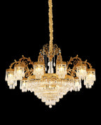 47 Inch Wide French Empire Style Brass Crystal Chandelier Gold Living Room Chandelier