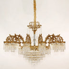 47 Inch Wide French Empire Style Brass Crystal Chandelier Gold Living Room Chandelier