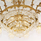 47 Inch Wide French Empire Style Brass Crystal Chandelier Gold Living Room Chandelier