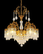 25.5 Inch Wide French Empire Style Brass Crystal Chandelier Gold Dining Room Chandelier