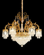 29.5 Inch Wide French Empire Style Brass Crystal Chandelier Gold Living Room Chandelier