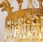 29.5 Inch Wide French Empire Style Brass Crystal Chandelier Gold Living Room Chandelier