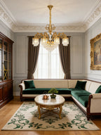 33 Inch Wide French Empire Style Brass Crystal Chandelier Gold Living Room Chandelier