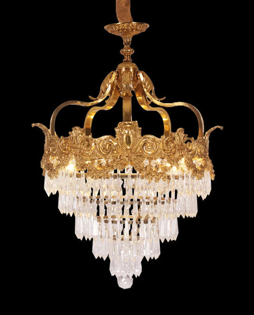 20 Inch Wide Small Copper Chandelier Luxury Gold Crystal Chandelier for Entrance