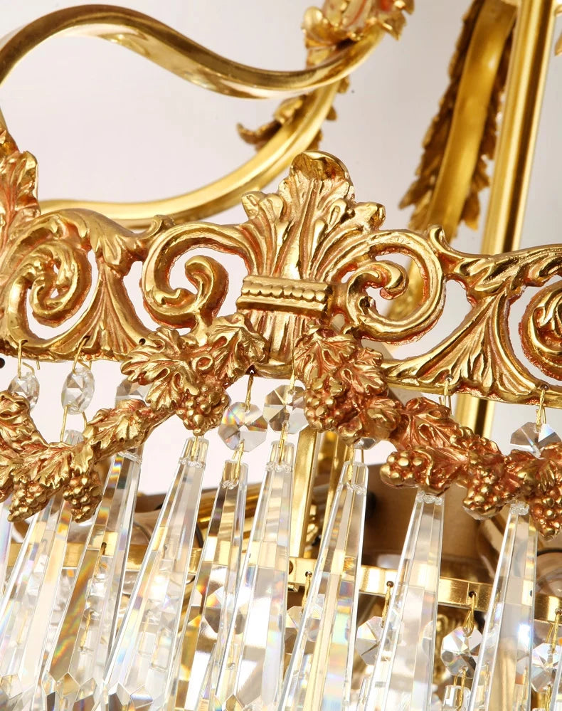 20 Inch Wide Small Copper Chandelier Luxury Gold Crystal Chandelier for Entrance