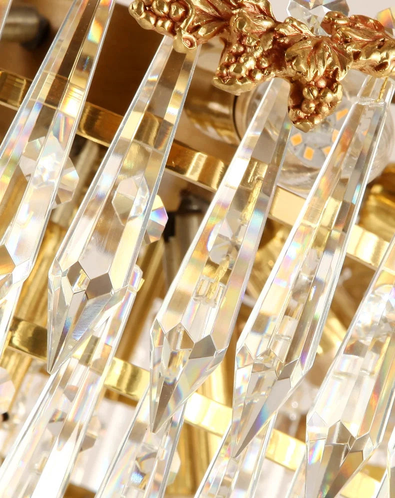 20 Inch Wide Small Copper Chandelier Luxury Gold Crystal Chandelier for Entrance