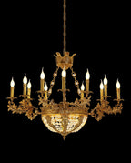 41X30 Inch 16 Lights French Empire Style Brass and Crystal Chandelier Light