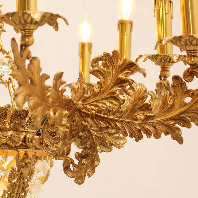 41X30 Inch 16 Lights French Empire Style Brass and Crystal Chandelier Light
