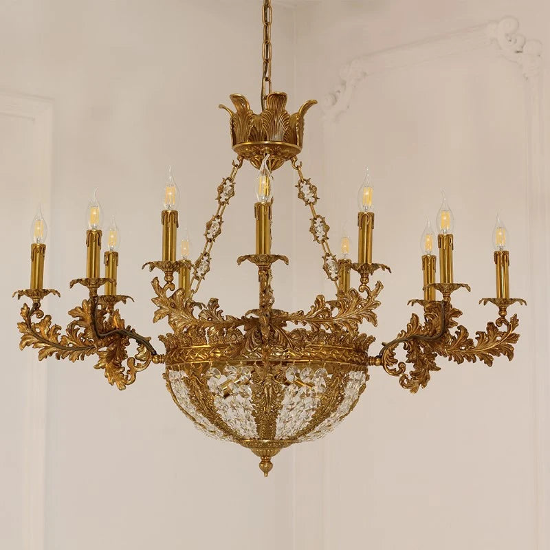 41X30 Inch 16 Lights French Empire Style Brass and Crystal Chandelier Light