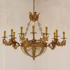 41X30 Inch 16 Lights French Empire Style Brass and Crystal Chandelier Light