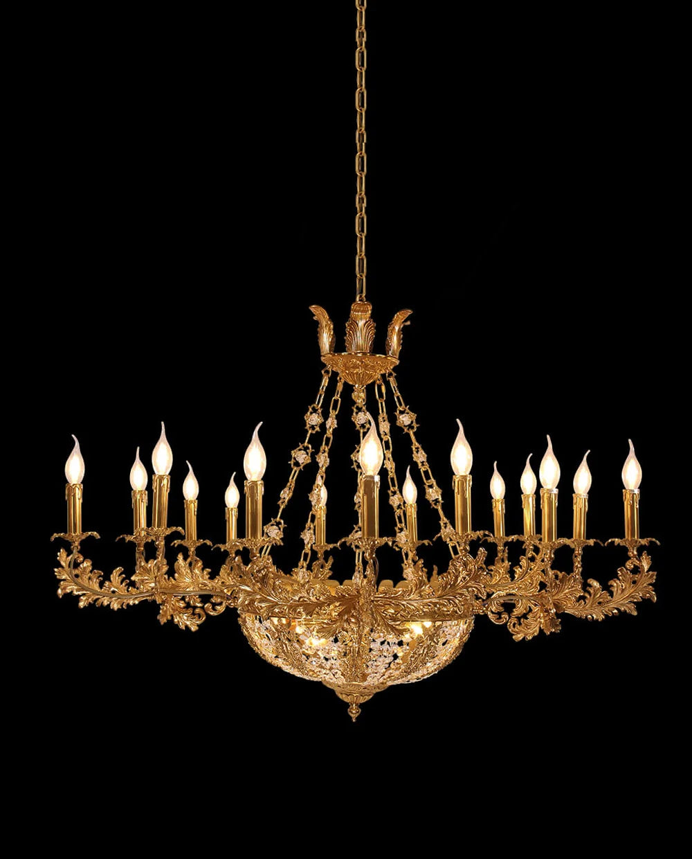 47X31 Inch 20 Lights French Empire Style Brass and Crystal Chandelier Light