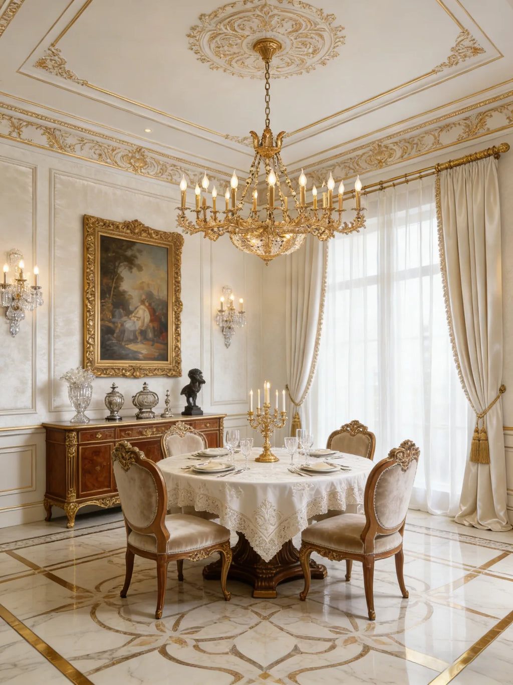 47X31 Inch 20 Lights French Empire Style Brass and Crystal Chandelier Light