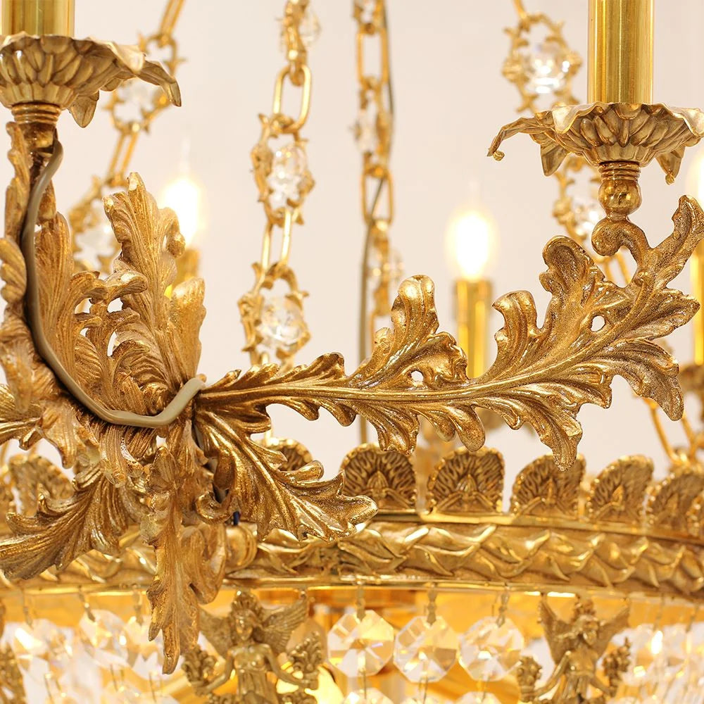47X31 Inch 20 Lights French Empire Style Brass and Crystal Chandelier Light