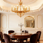 31X29 Inch 12 Lights French Empire Style Brass and Crystal Chandelier Light