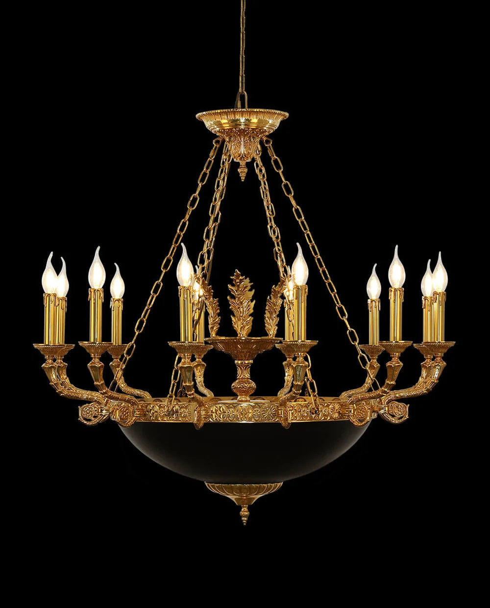 39X37 Inch 12 Lights Rococo French Empire Copper Chandelier