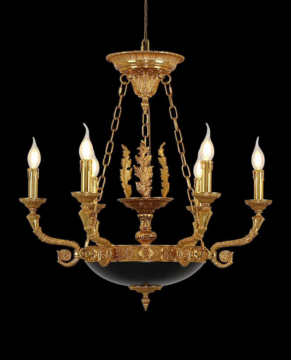 28X26 Inch 6 Lights Rococo French Empire Copper Chandelier
