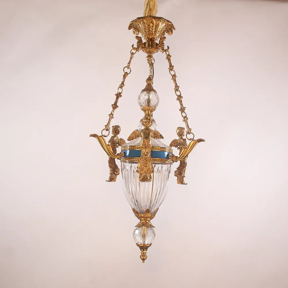 20X35 Inch 1 Light Rococo Style Antique French Copper Chandelier Pendant Light